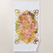 Whispers of Magic: Two Fairy Friends in a Garden ビーチタオル (正面)