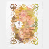 Whispers of Magic: Two Fairy Friends in a Garden フリースブランケット (正面)