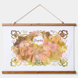 Whispers of Magic: Two Fairy Friends in a Garden 吊り下げ型タペストリー