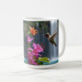"Whispers of Nature: Hummingbird, Waterfall コーヒーマグカップ (正面右)