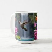 "Whispers of Nature: Hummingbird, Waterfall コーヒーマグカップ (正面左)