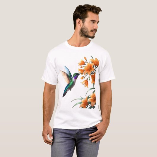 Whispers of Nectar: A Hummingbird’s Delight" Tシャツ (正面フル)