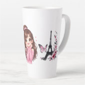 Whispers of Paris Petals Over the Eiffel A Butterf カフェラテマグ (右アングル)