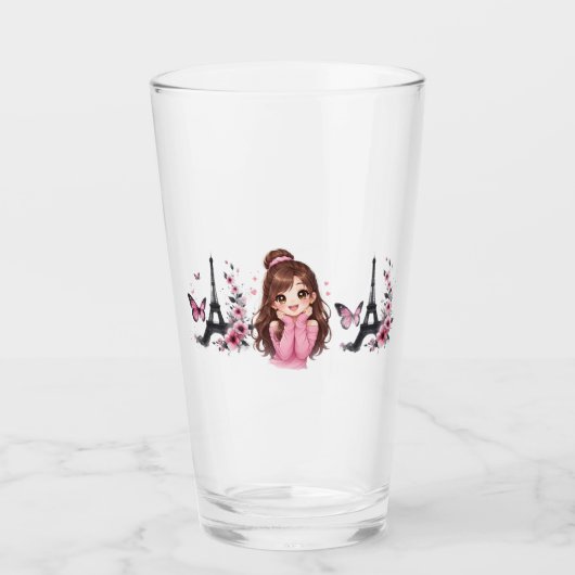 Whispers of Paris Petals Over the Eiffel A Butterf タンブラーグラス (正面)