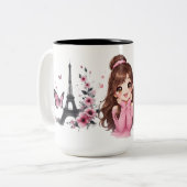 Whispers of Paris Petals Over the Eiffel A Butterf ツートーンマグカップ (正面左)