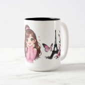 Whispers of Paris Petals Over the Eiffel A Butterf ツートーンマグカップ (正面右)