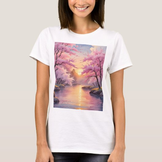 Whispers of Sakura at Sunset Tシャツ (正面)
