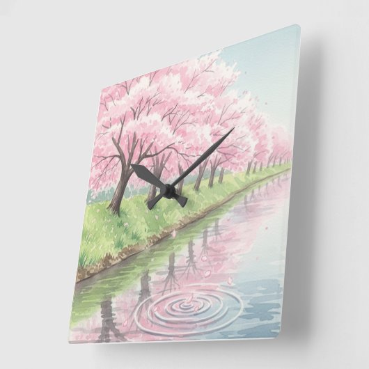 Whispers of Spring スクエア壁時計 (傾斜)