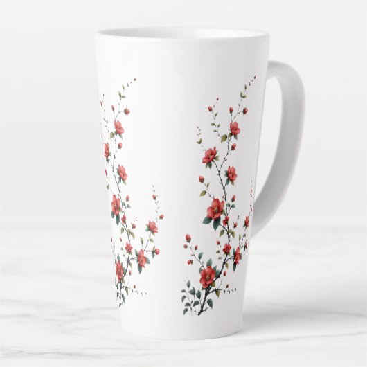 Whispers of Spring Blossoms in Quiet Bloom Petals カフェラテマグ (右アングル)