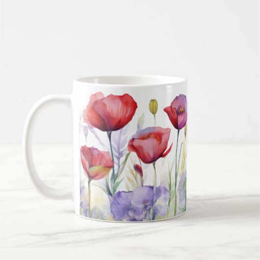 Whispers of Spring – Poppy Bloom Mug コーヒーマグカップ (左)