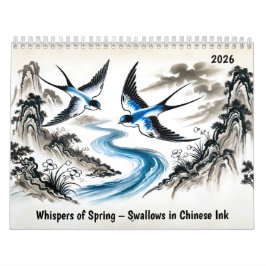 Whispers of Spring – Swallows in Chinese Ink カレンダー