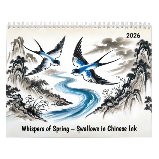Whispers of Spring – Swallows in Chinese Ink カレンダー (カバー)