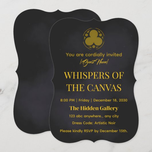 Whispers of the Canvas | Elegant Art Exhibition 招待状 (正面/裏面)