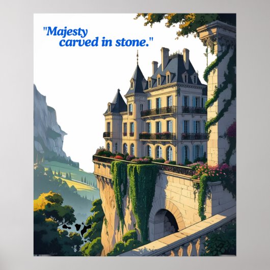 "Whispers of the Château – Elegant Palace Line Art ポスター (正面)