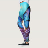 Whispers of the Garden Blue Butterfly & Mauve Rose レギンス (左)