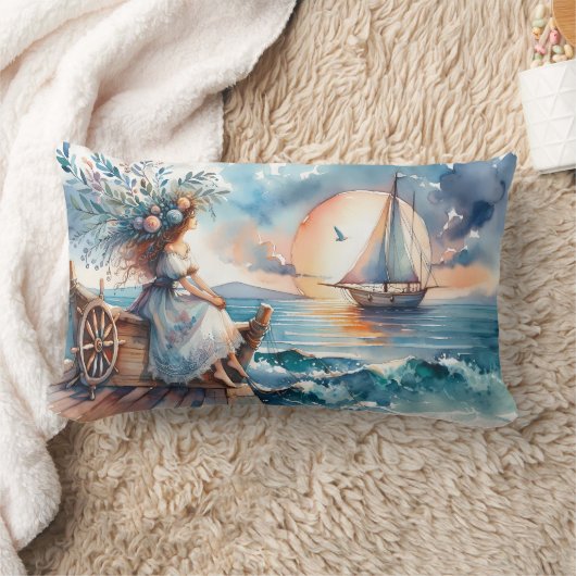 Whispers of the Sea at Sunset ランバークッション (ブランケット)