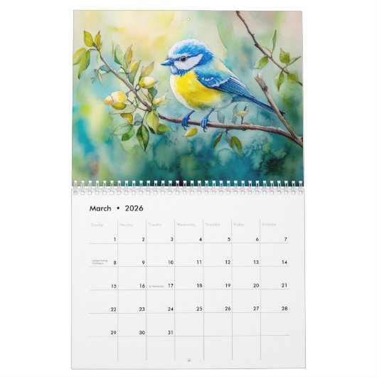 Whispers of the Woods – Forest Animals in Watercol カレンダー (3月 2026)