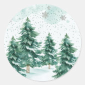 Whispers of Winter – Snowy Tree Circle Art ラウンドシール (正面)