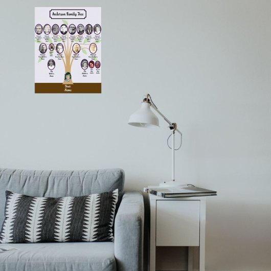 Whispey Leaf Family Tree Oval Photos | Step Parent ポスター