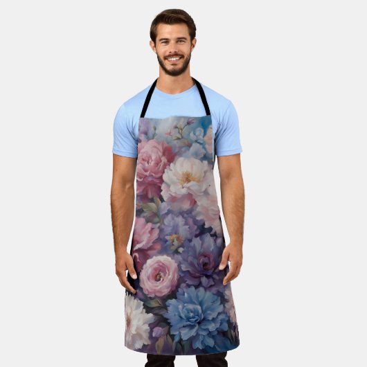 Whispy wildflower design エプロン (着用した状態)