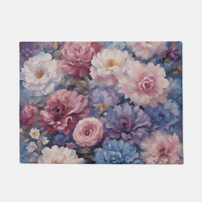 Whispy wildflower design ドアマット (正面)