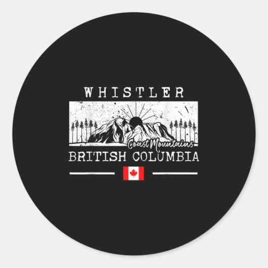 Whistler Mountain Canada Ski Resort Skiing British ラウンドシール (正面)