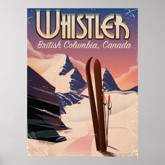 Whistler,Vancouver, British Columbia Ski poster ポスター (正面)
