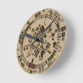 Whistlestop、テキサス州 ラウンド壁時計 (傾斜)