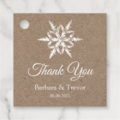 Whit & Kraftスノーフレーク冬の結婚式ありがとう フェイバータグ (正面)