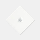 White | シックなタイポグラフィのモノグラムのミニマルな結婚式 スタンダードカクテルナプキン (角)