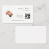 White | シックなバラの結婚式RSVPQRコード エンクロージャーカード (正面/裏面)