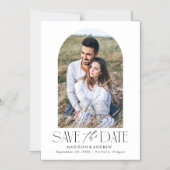 White | シンプル モダン アーチ 写真 Save the Date マグネット招待状 (正面)
