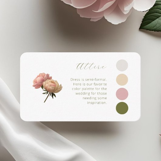 White | パステルローズの結婚式の服装規定 エンクロージャーカード
