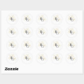 White | フラワーモノグラム ウェディング ラウンドシール (シート)