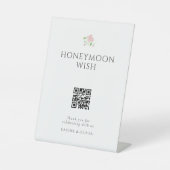 White | フラワー ウェディング ハネムーン基金 テーブル飾り 台座サイン (正面)