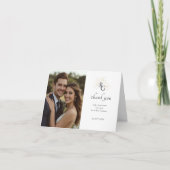 White | モノグラム折りたたみ式結婚式のお礼カード サンキューカード (正面)