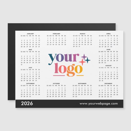 White 2026 Business Your Logo Calendar (正面/裏面)