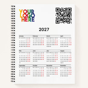 White 2027 カレンダービジネスロゴQRコード ノートブック