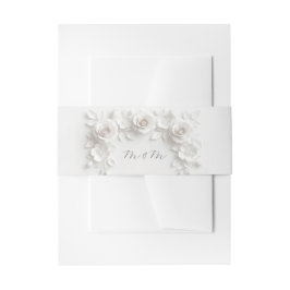 White 3 Floral Initials Wedding 招待状ベリーバンド