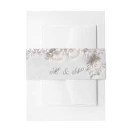 White 3 Floral Initials Wedding 招待状ベリーバンド