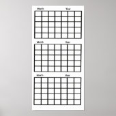 White  3 Month Calendar Poster ポスター (正面)