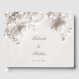 White 3D Floral Roses | Wedding ゲストブック