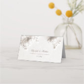 White 3D Flowers Arched Wedding プレイスカード (裏面)