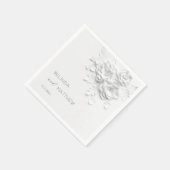 White 3D Flowers Roses Minimalist Wedding  スタンダードカクテルナプキン (角)