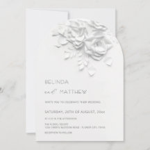 White 3D Flowers Roses Minimalist Wedding
