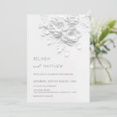 White 3D Flowers Roses Minimalist Wedding Invitati 招待状 (スタンド正面)