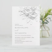 White 3D Flowers Roses Simple Wedding 招待状 (スタンド正面)