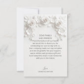 White 3D Flowers Roses Thank You Card サンキューカード (裏面)
