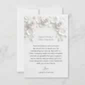 White 3D Flowers Roses Thank You Card サンキューカード (裏面)