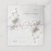 White 3D Flowers Wedding プレイスカード (外部開封)